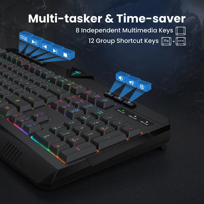 Ergonomic Computer Keyboards with RGB Backlit for PC Windows
