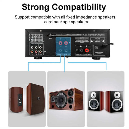 Bluetooth Stereo Amplifier Surround Sound Display Home Cinema Karaoke Remote Control