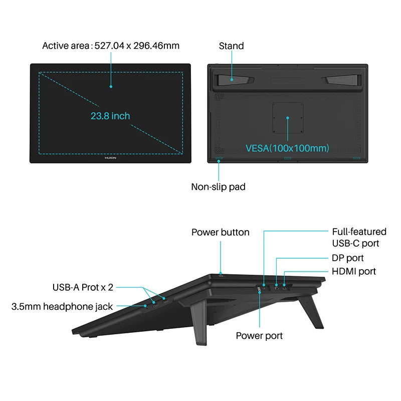 23.8 Inch HUION Graphics Tablet  Design Drawing Monitor