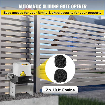 Electric Sliding Gate Opener with 2 Remote Controls for Security