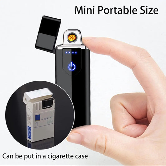 Electronic Lighter Windproof USB Rechargeable Lighter with LED Battery Indicator