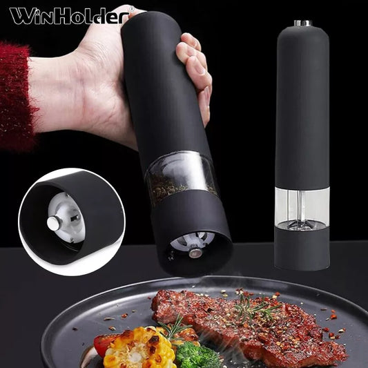 Winholder Multifunctional Electric Salt And Pepper Mill Kitchen Gadgets Pepper Grinder Automatic Adjustable Coarseness Black