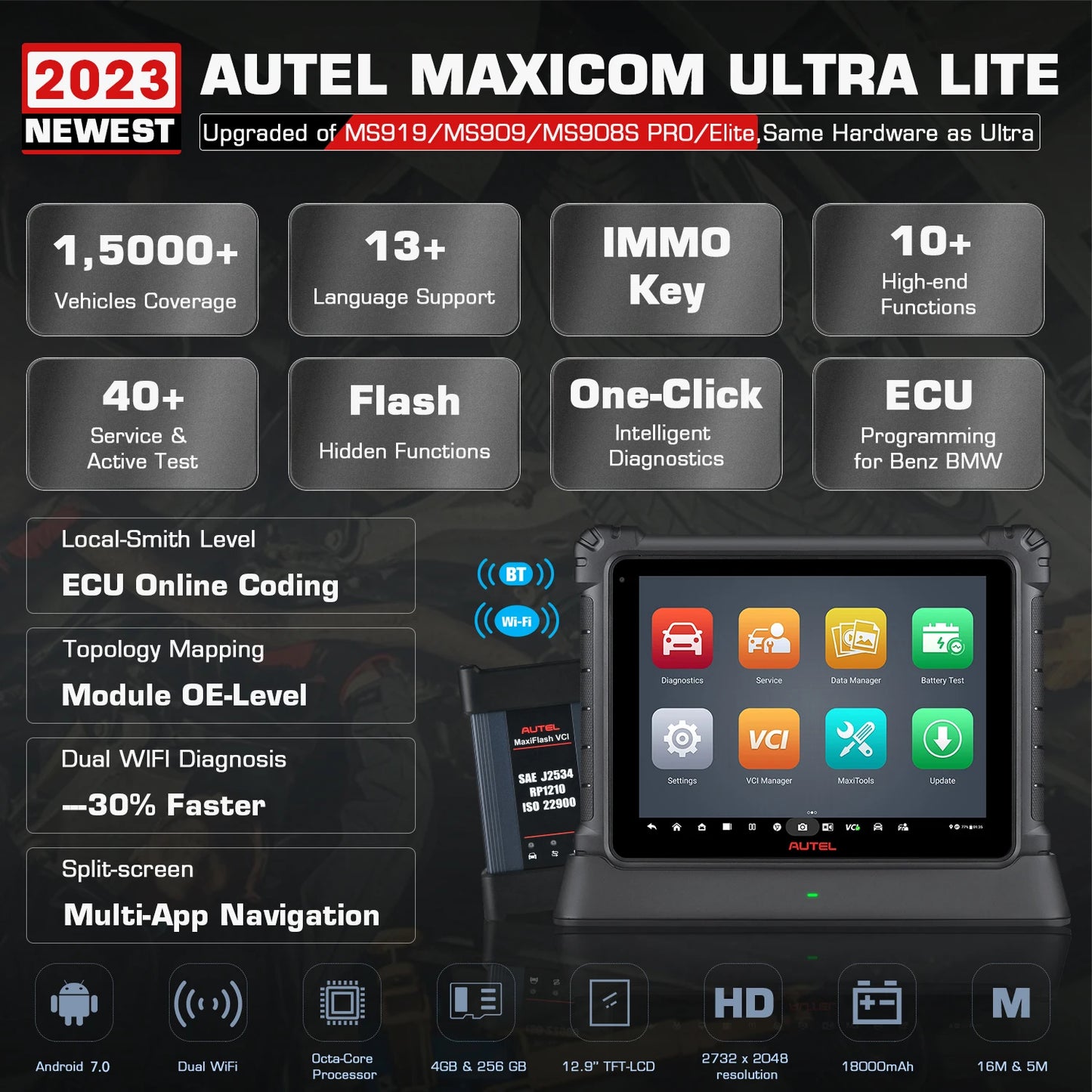 Autel MaxiCOM Ultra Lite S Scanner Car Intelligent Diagnostic Tools