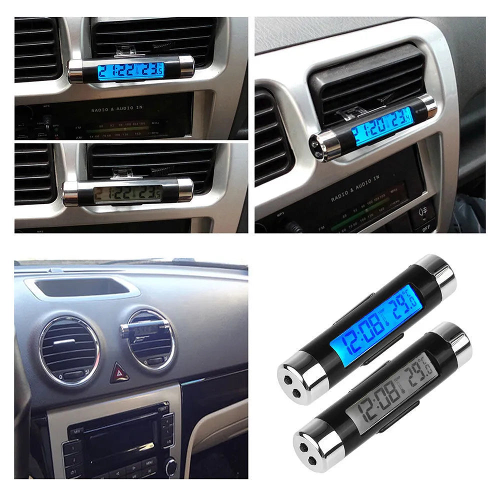 Portable 2 in 1 Car Digital LCD Clock/Temperature