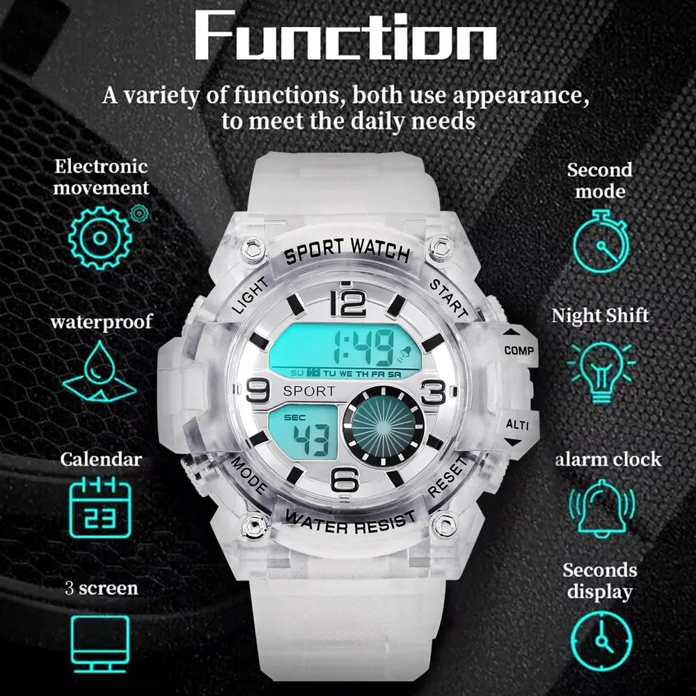 Men Digital Watch Military Sports Swimming Big Watches Fashion 30M Waterproof Electronic Wristwatch Mens Relogios Masculino