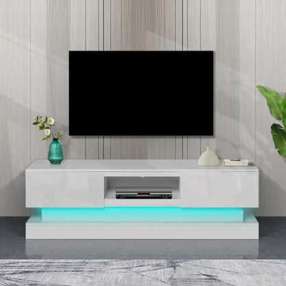 TV Stand for 65/70/75 Inch TVs,  Entertainment Center with 20 Color LEDs/Power Outlets